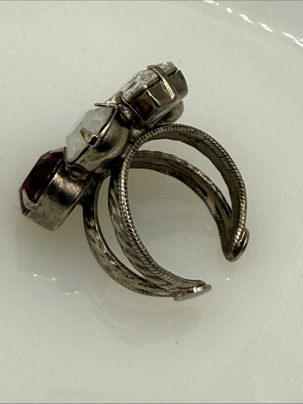 Sorrelli Multistone Clear, Red & Opal-Like Cocktail Ring